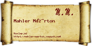 Mahler Márton névjegykártya