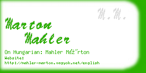 marton mahler business card